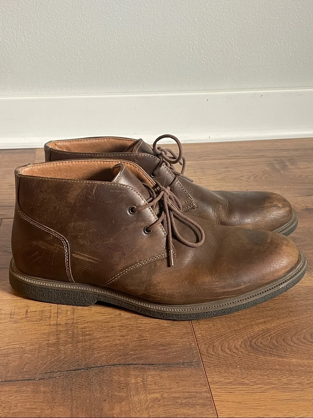 Bass & Co Bass Men’s Radley Chukka Brown Leather Boots Size 11 W